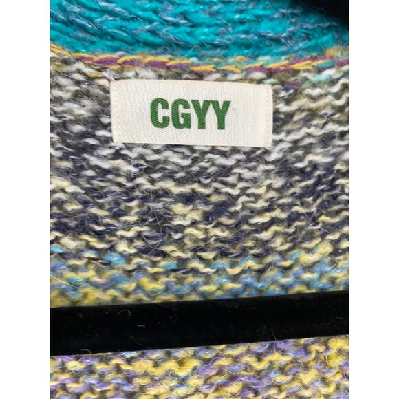 CGYY Multicolored Rainbow Chunky Knit Wool Longline Duster Cardigan Sweater Med - Picture 7 of 7